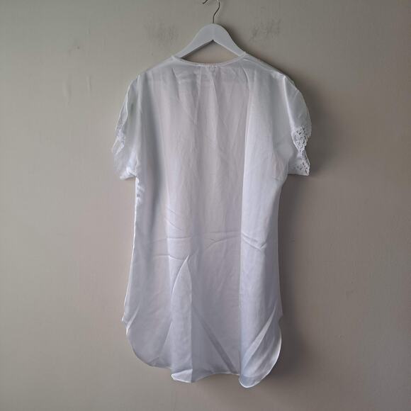 Barbizon White & Pink Florals Lace Trim Sweatheart Neckline Night Gown - Size M - Picture 5 of 7